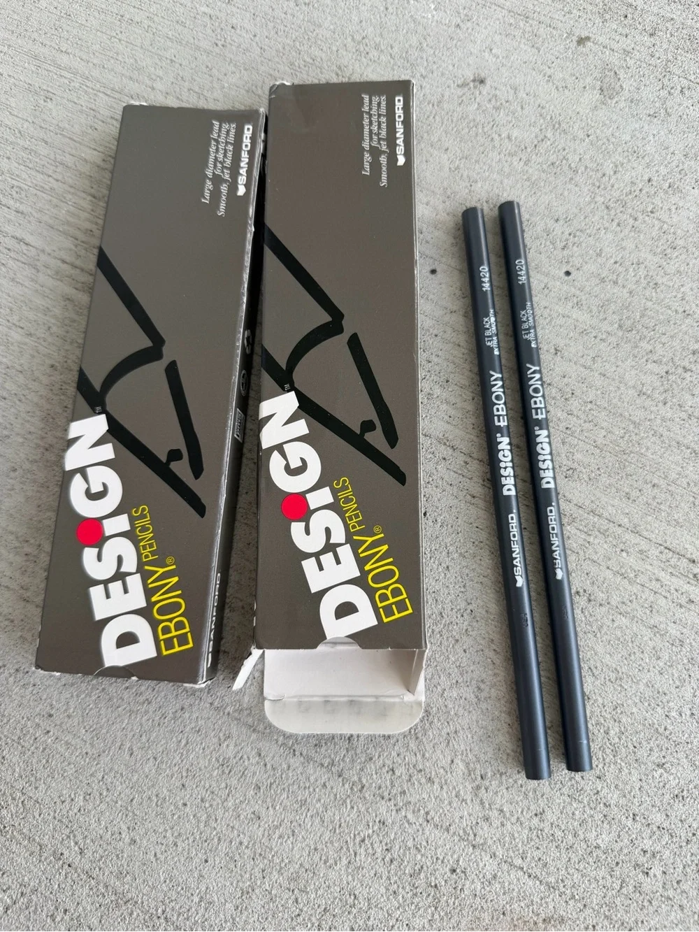Vintage Sanford Design Ebony Pencils No. 14420 Jet Black Extra Smooth Sketching